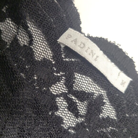 Black Lace Mesh See Through Top Long Sleeve Lace Blouse Size S/M - Picture 10 of 13